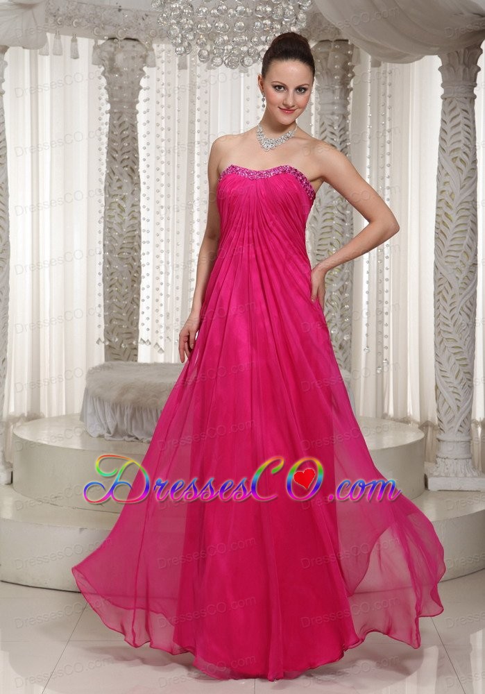 Vintage Homecoming Dress With Strapless Hot Pink Beading