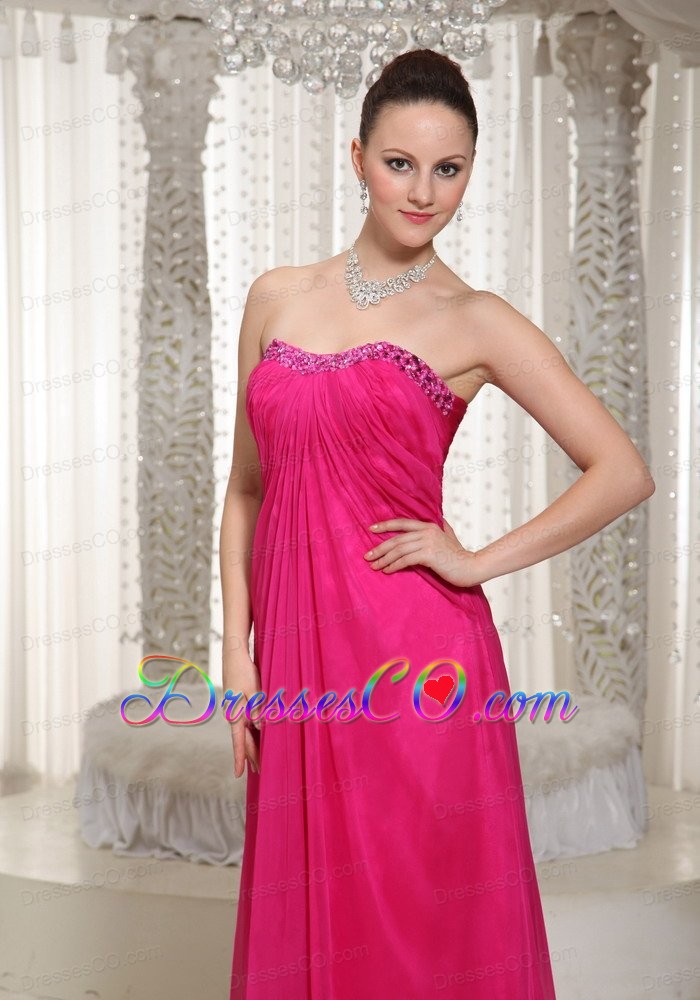 Vintage Homecoming Dress With Strapless Hot Pink Beading