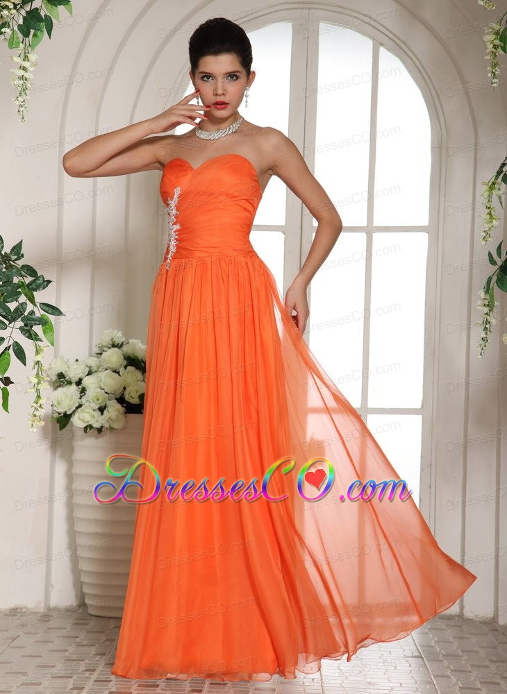 Orange Red Appliques Decorate Stylish Prom Celebrity Dress With Sweetheart
