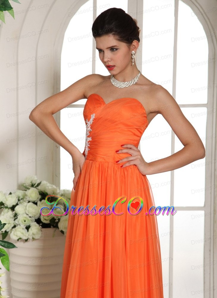 Orange Red Appliques Decorate Stylish Prom Celebrity Dress With Sweetheart