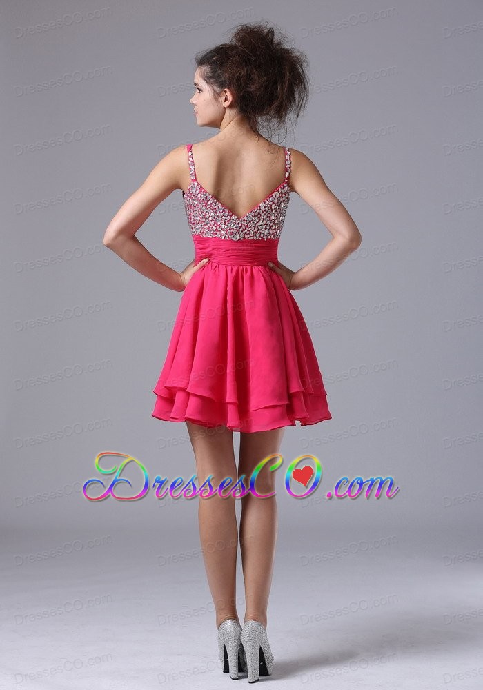 Beading Straps Mini-length A-line Cocktail Beaded Decorate Shoulder Short Prom Dress