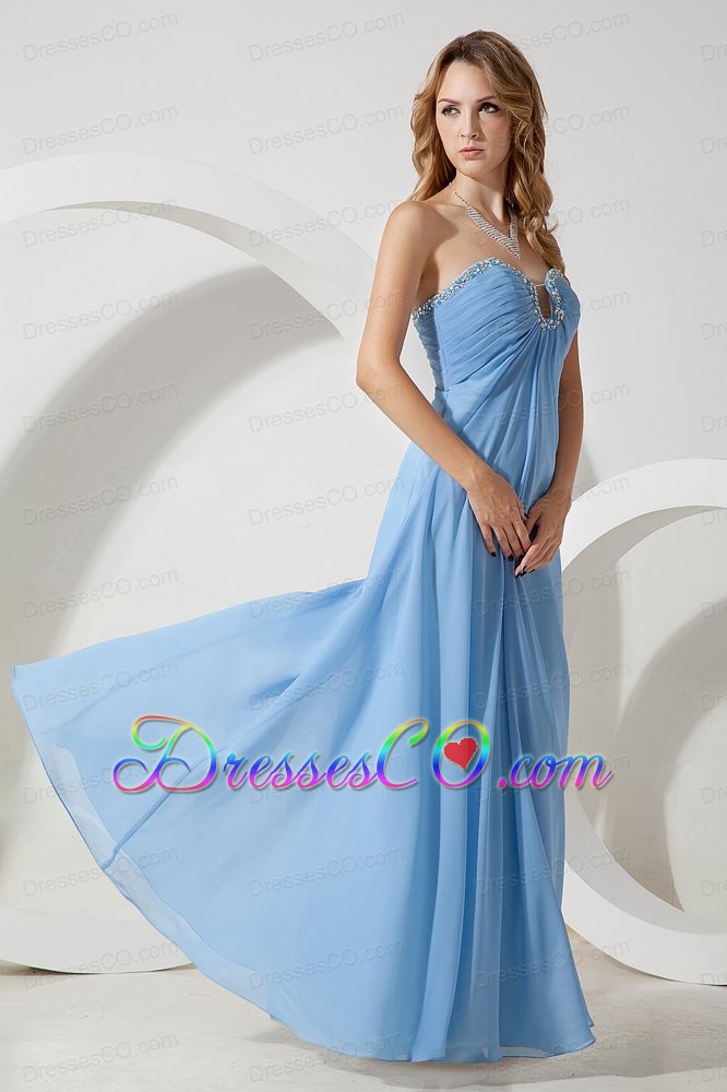 Baby Blue Empire Beading Prom / Evening Dress Long Chiffon