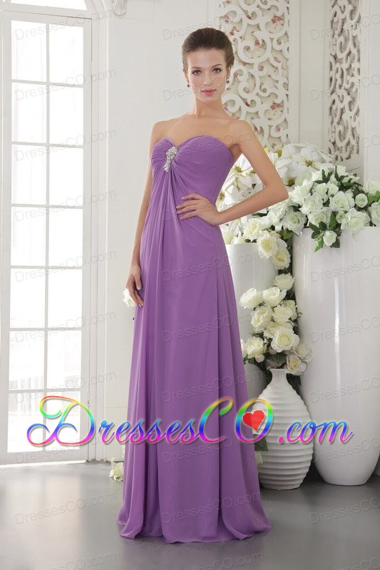 Lavender Empire Long Chiffon Beading Prom / Evening Dress