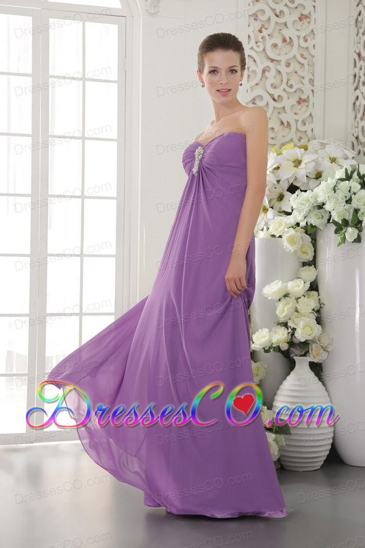 Lavender Empire Long Chiffon Beading Prom / Evening Dress