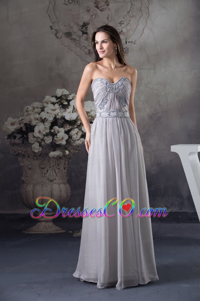 Discount Beading Column long Gray Prom Dress