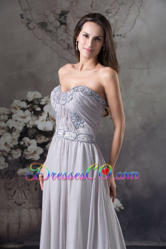 Discount Beading Column long Gray Prom Dress