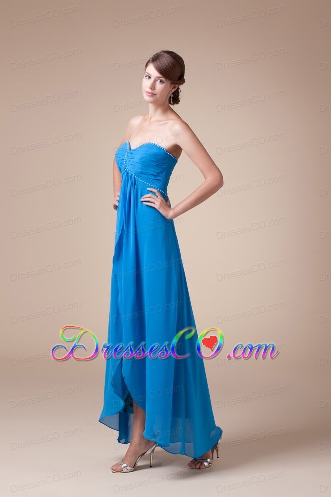 Elegant Ankle-length Empire Beaded Prom Gowns