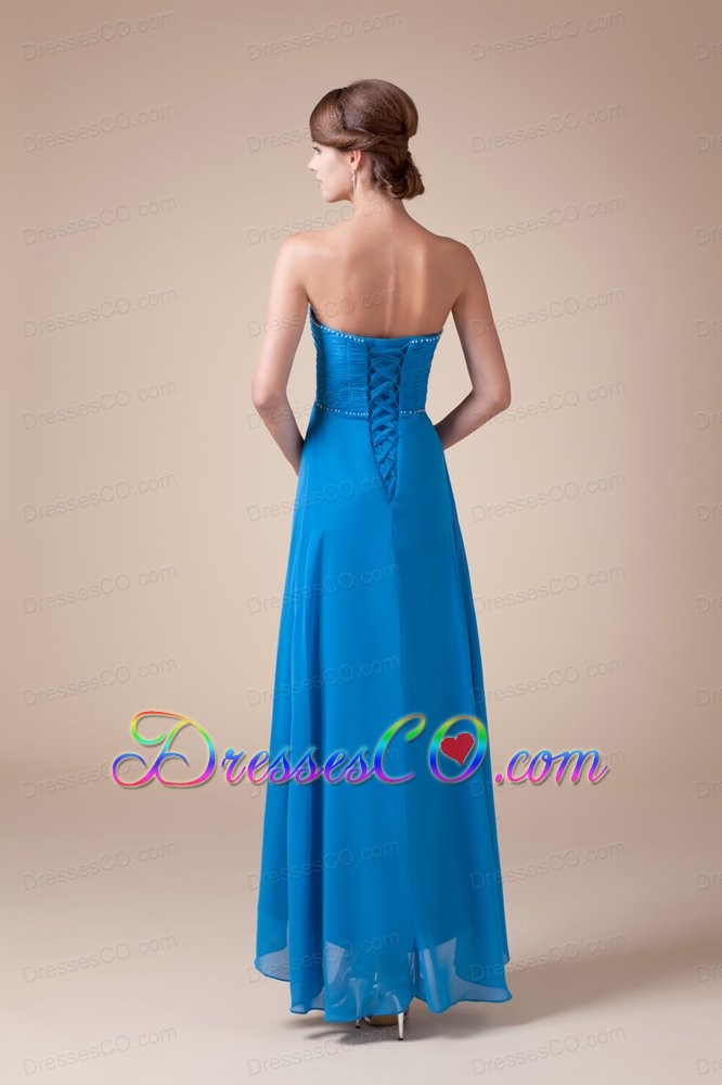 Elegant Ankle-length Empire Beaded Prom Gowns