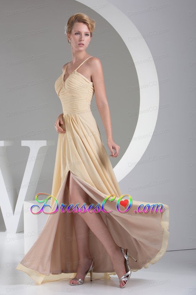 Trendy High Slit V-neck Long Empire Prom Dress