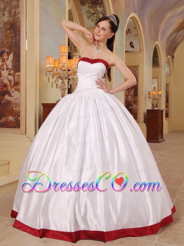 White Ball Gown Long Satin Quinceanera Dress