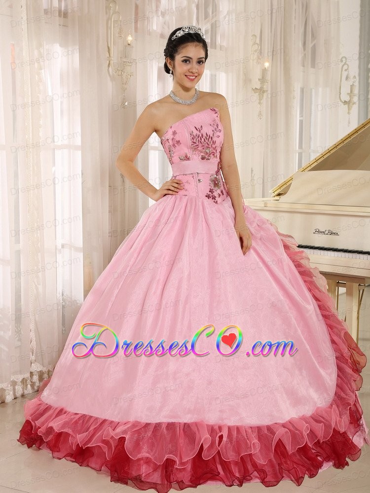 Appliques and Hand Made Flowers Quinceanera Dress