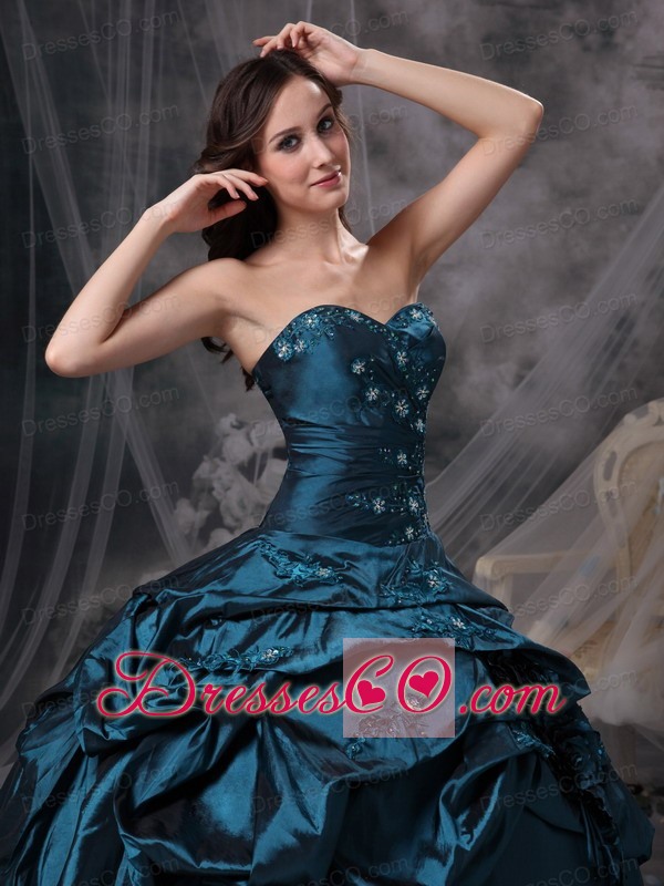 Exclusive Quinceanera Dress With Embroidery For Peacock Green Gown