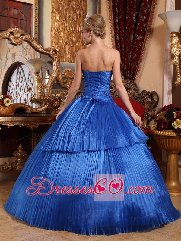 Royal Blue Ball Gown Long Organza Quinceanera Dress