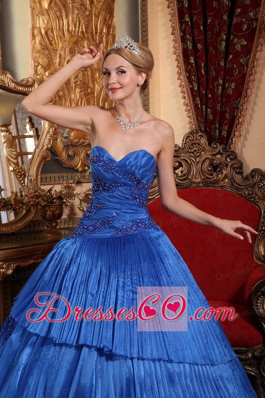 Royal Blue Ball Gown Long Organza Quinceanera Dress