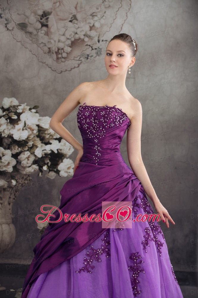 Purple Quanceanera Dress with Appliques Ball Gown
