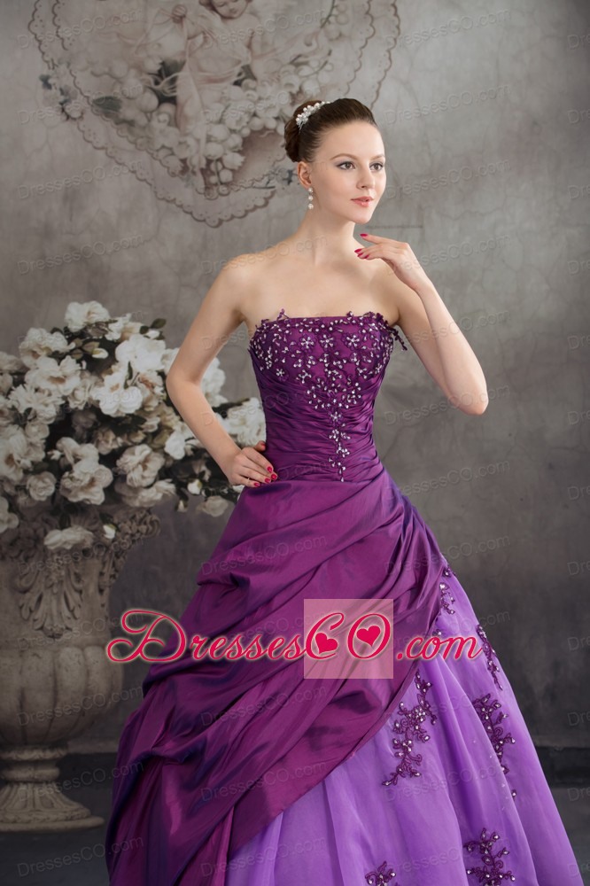 Purple Quanceanera Dress with Appliques Ball Gown