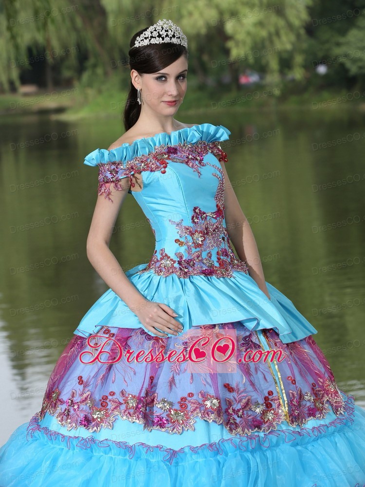 Off The Shoulder Appliques Ball Gown Quinceanera Dress For Long Tiered Exclusive Style