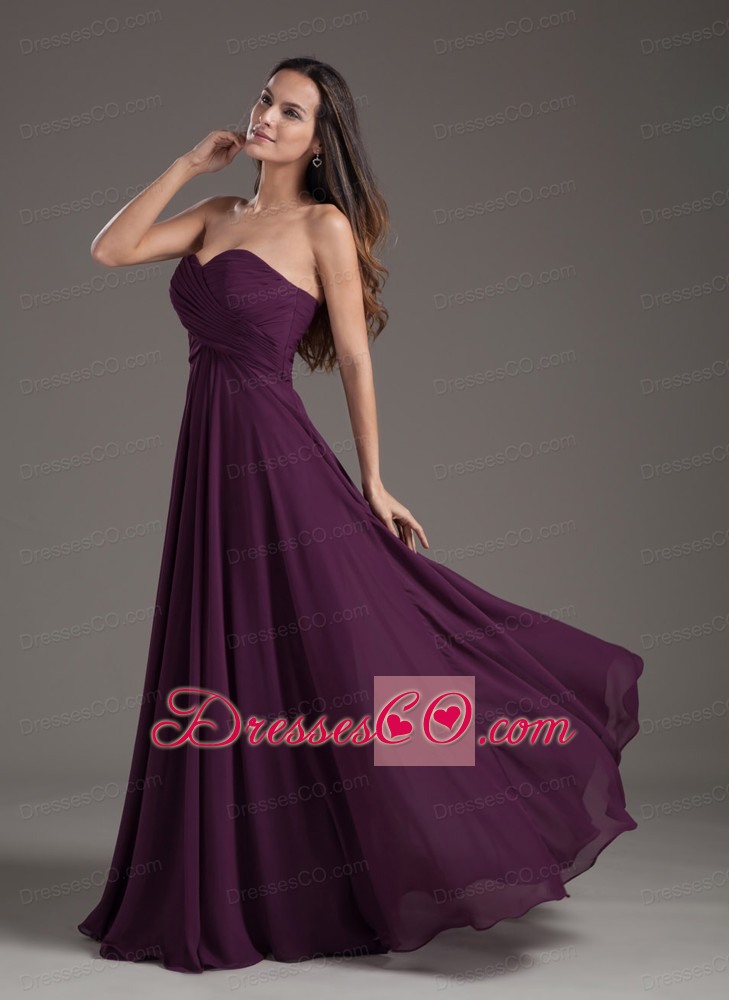 Popular Bridesmaid Dress Empire Dark Purple Ruching Chiffon
