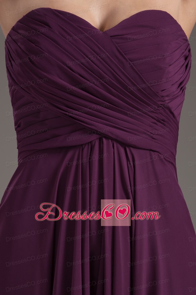 Popular Bridesmaid Dress Empire Dark Purple Ruching Chiffon