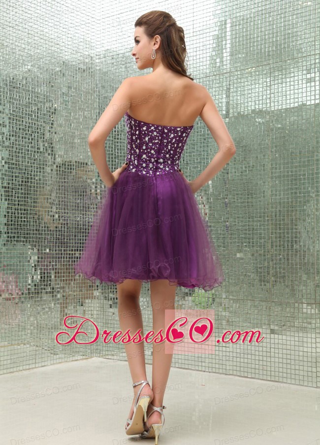 Beaded Bodice And For Purple Prom Dress With Mini-length