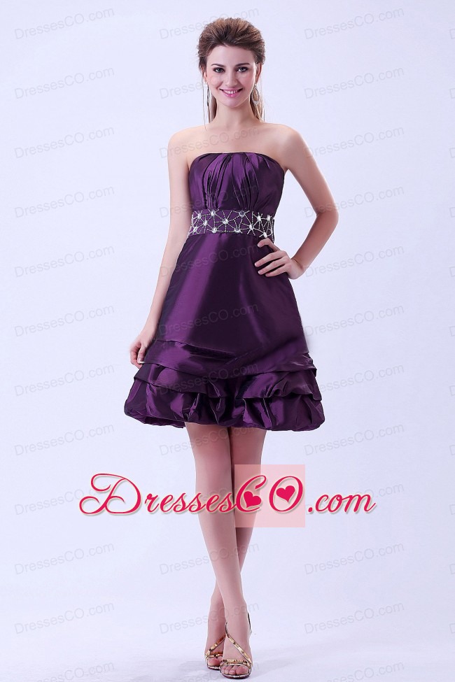 Dark Purple Beaded Prom / Homecoming Dress Mini-length