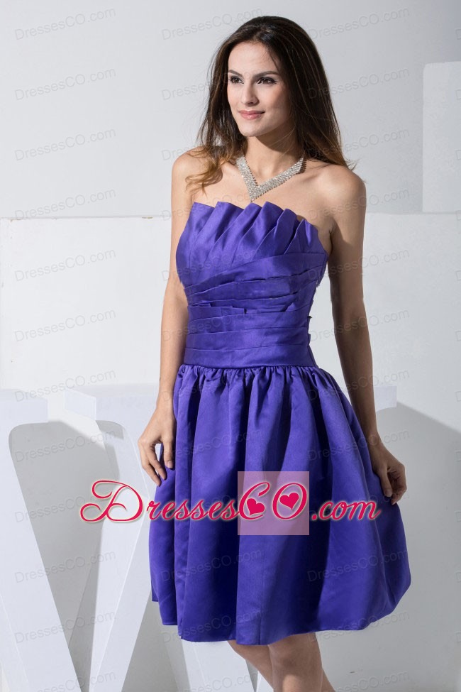 Simple Purple Prom / Cocktail Dress For Knee-length A-line Strapless