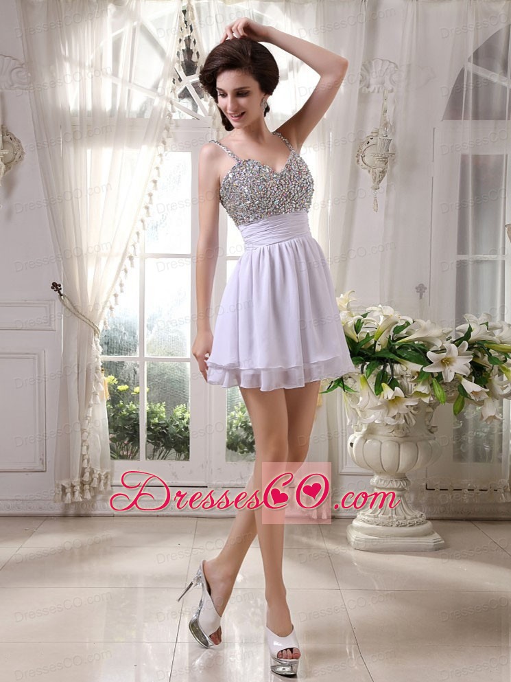 Beaded Prom / Cocktail Dress With Spaghetti Straps Mini-length For Club