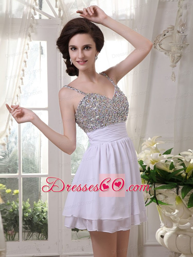 Beaded Prom / Cocktail Dress With Spaghetti Straps Mini-length For Club