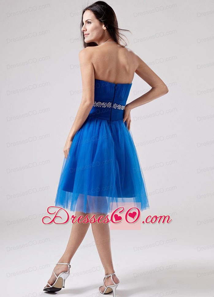 Beading Strapless A-line Knee-length Prom Dress