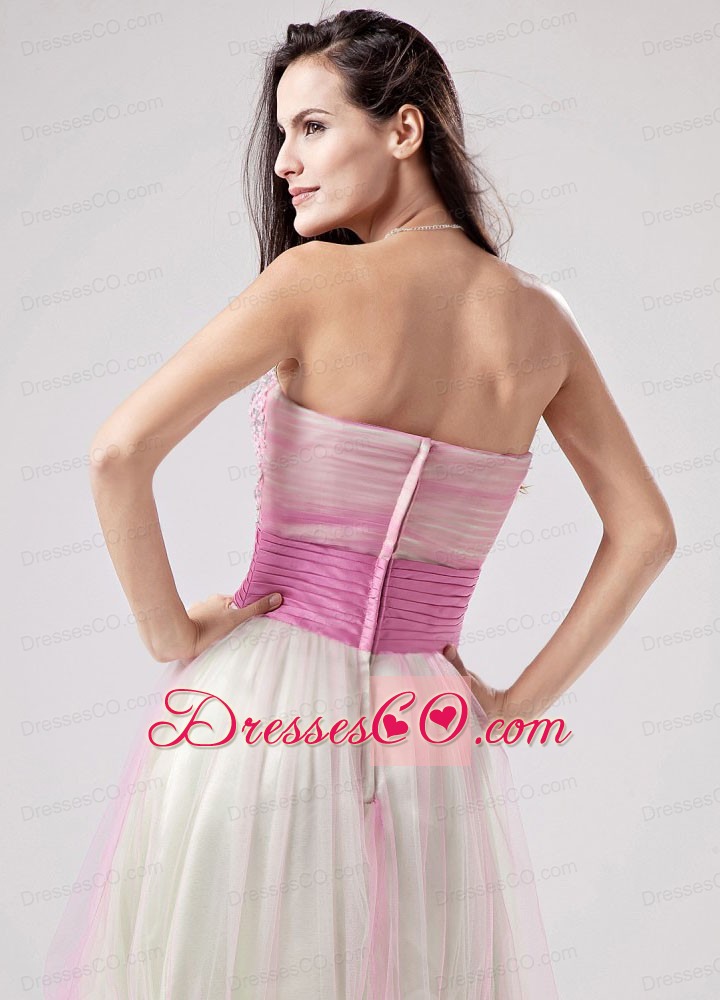 A-line Organza Beading Prom Dress Multi-color Knee-length