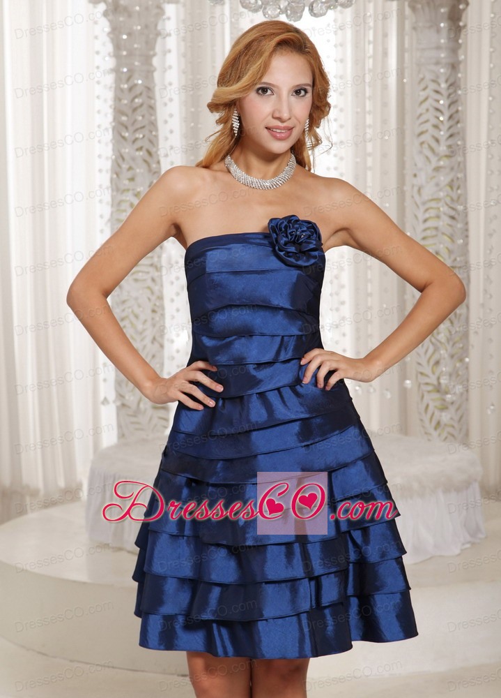Stylish A-line Layered Bridesmaid Dress Navy Blue Taffeta