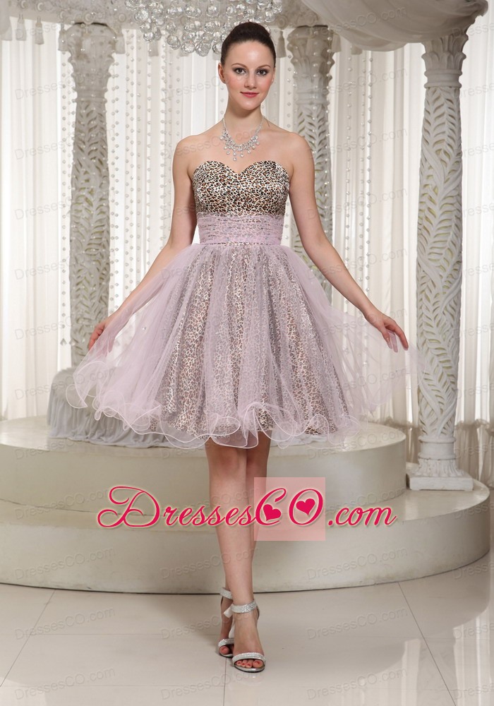 Knee-length Leopard And Organza Prom Dress 2013