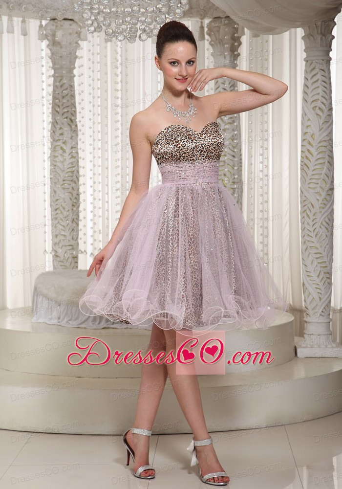 Knee-length Leopard And Organza Prom Dress 2013