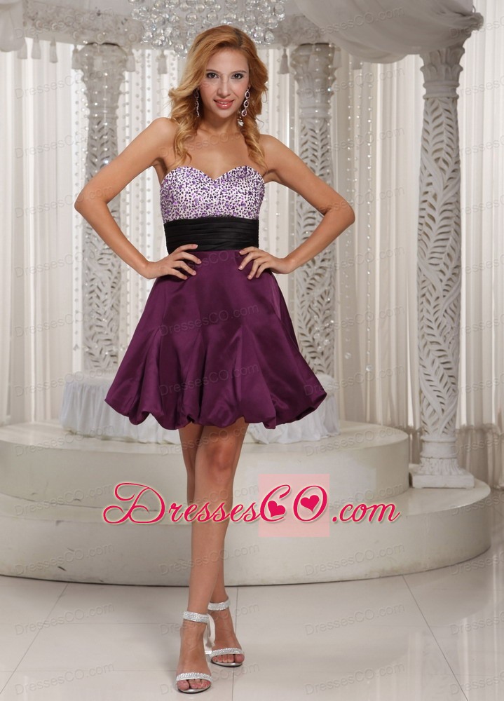 Wholesale Dark Purple Beading Bridesmaid Dress With Belt