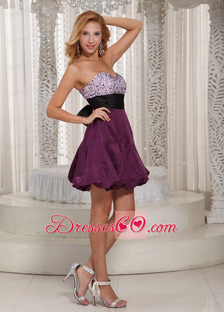 Wholesale Dark Purple Beading Bridesmaid Dress With Belt