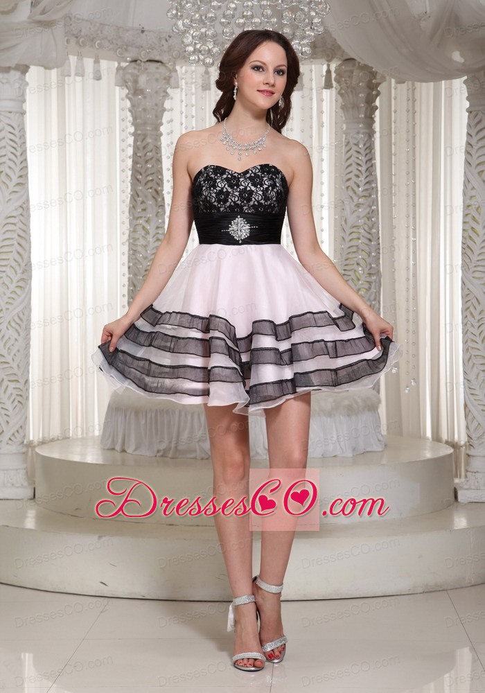 A-line Lace Bodice Prom / Cocktail Dress With Mini-length
