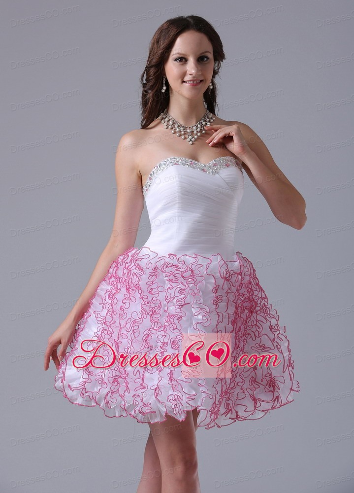Stylish A-line Ruffles Prom Cocktail Dress With Beading Decorate Bust