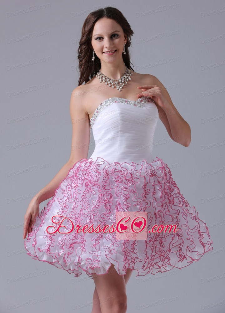 Stylish A-line Ruffles Prom Cocktail Dress With Beading Decorate Bust