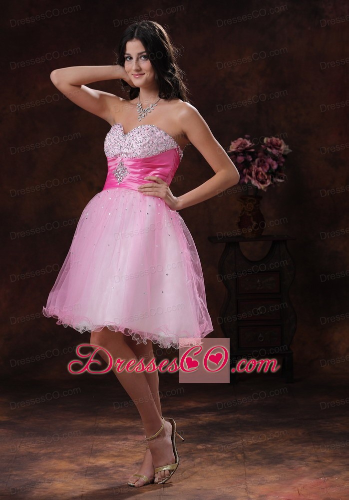 Beaded Decorate Organza A-line Short Prom Dress