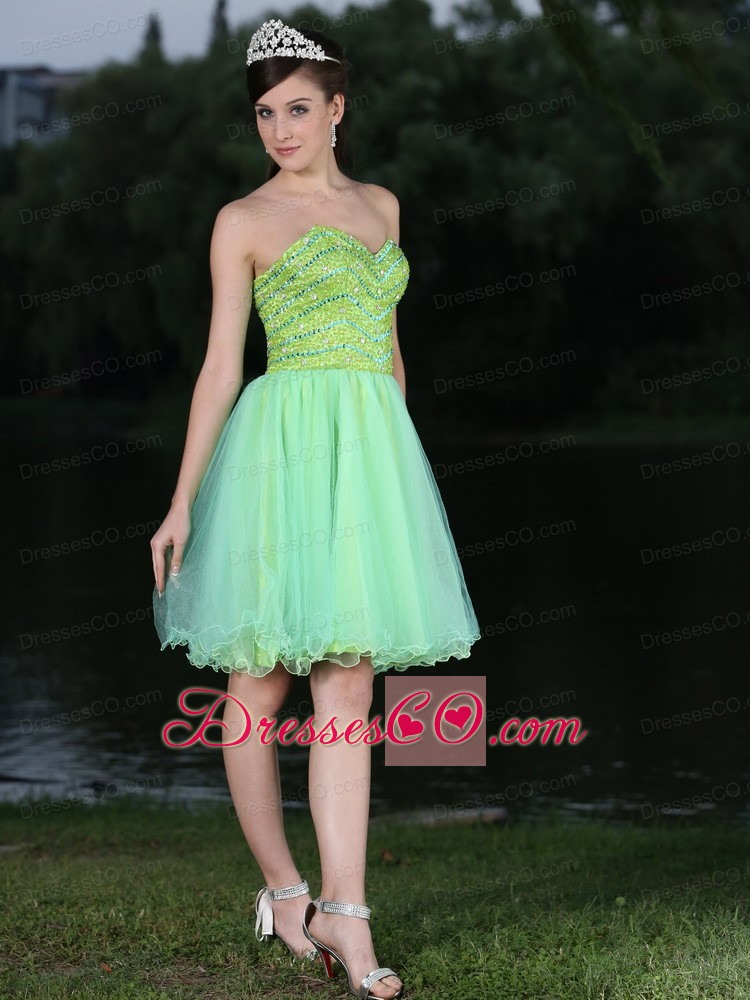 Neckline Beaded Decorate Bodice Green Prom / Cocktail Dress
