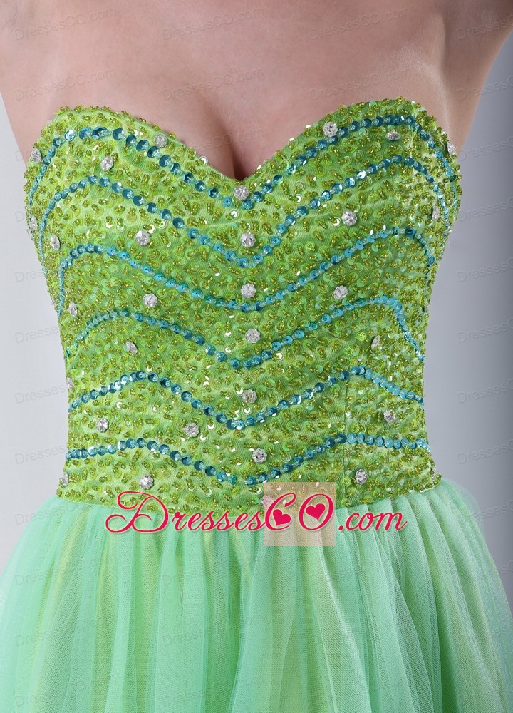 Beaded Decorate Bust Green Knee-length Cocktail Dress With Organza In 2013