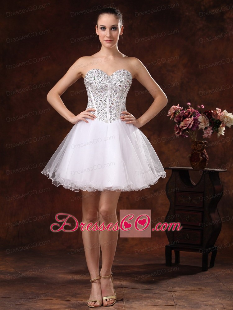 Beaded Mini-length For White Cocktail / Homecoming Dress