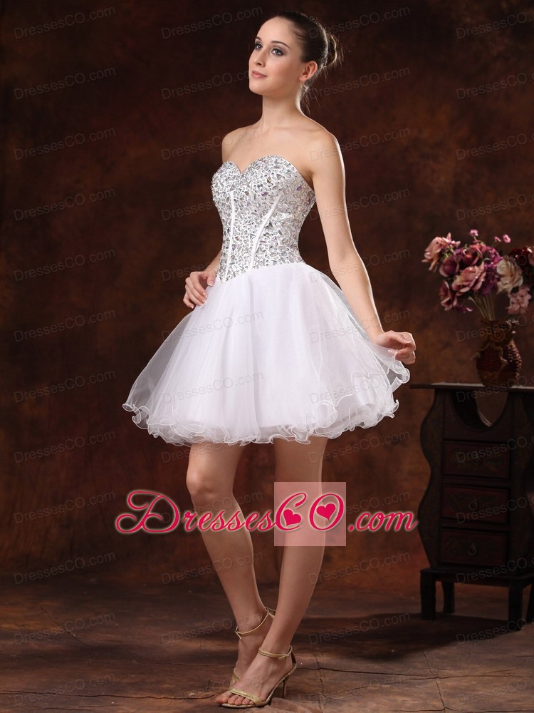 Beaded Mini-length For White Cocktail / Homecoming Dress