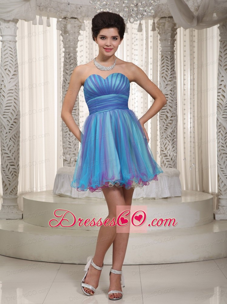 A-line / Princess Mini-length Organza Ruching Prom / Cocktail Dress