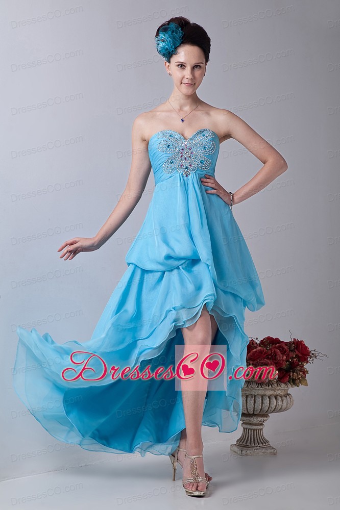 Baby Blue Empire Prom / Homecoming Dress High-low Chiffon