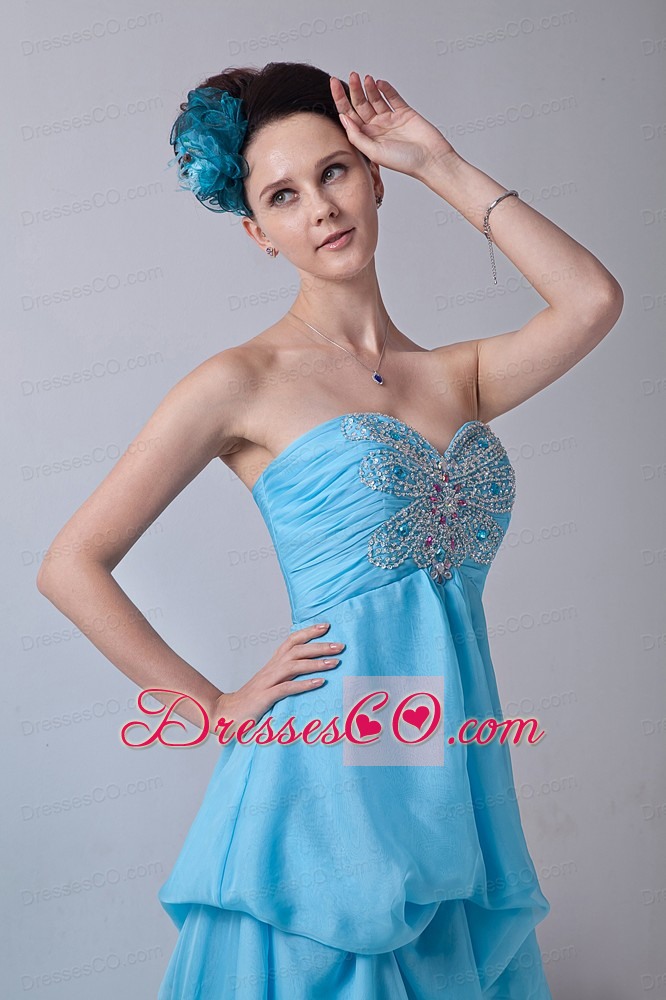 Baby Blue Empire Prom / Homecoming Dress High-low Chiffon