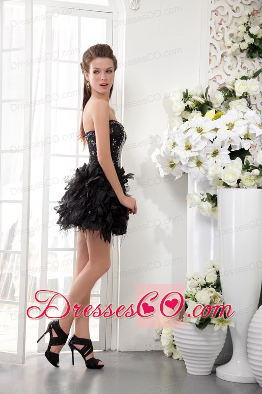Black A-Line / Princess Short Organza Beading and Lace Prom / Homecoming Dress