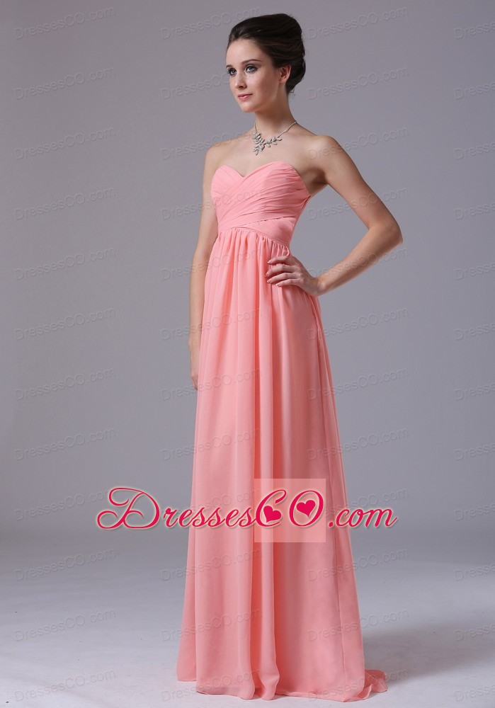 Watermelon Long Prom Dress Ruched