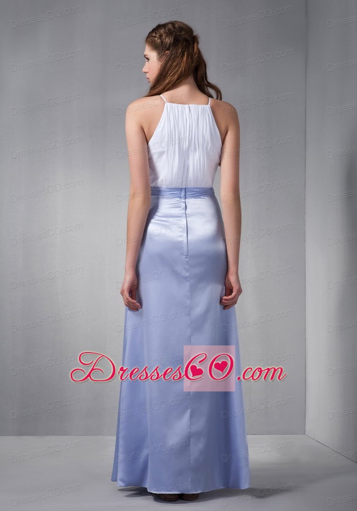 Cheap White and Lilac Scoop Prom Dress wth Chiffon Belt