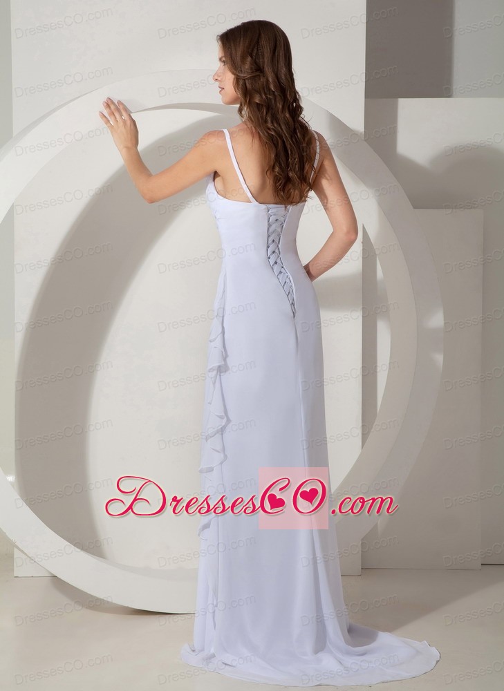 Low Cost Empire Straps Wedding Dress Brush / Sweep Chiffon Ruched